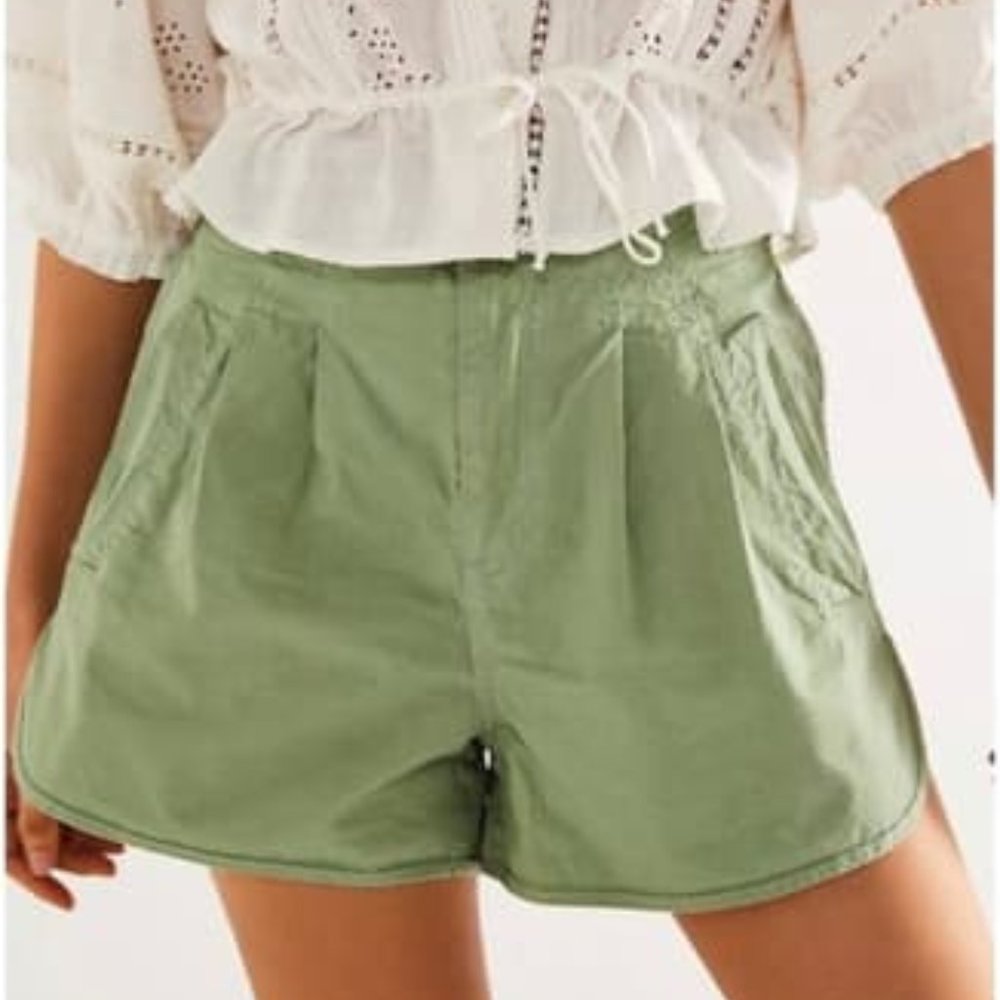 Free People Green Casual Cotton Shorts